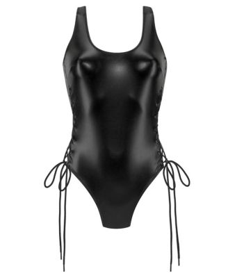 Women's Lace Up Thong Teddy