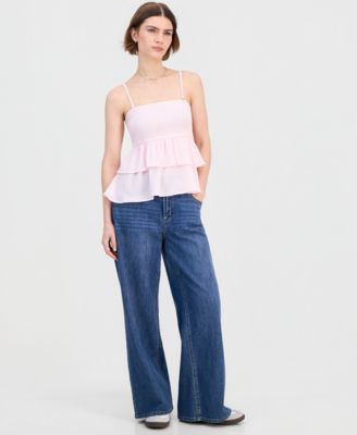 Juniors' Smocked Tiered Babydoll Tank Top