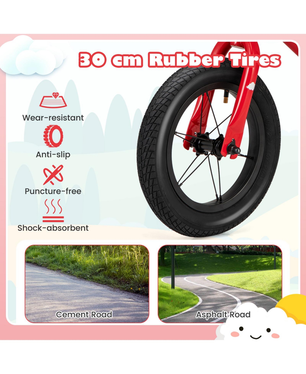 Sugift 12 Inch Toddler Balance Bike with Height Adjustable Handlebar and Seat