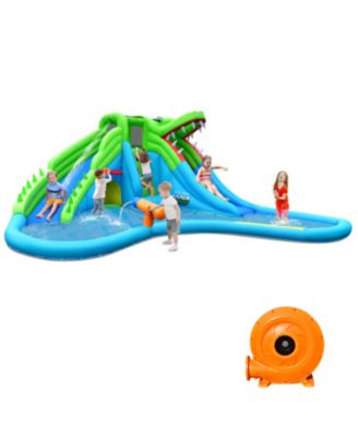 Inflatable Crocodile Style Water Slide Upgraded Kids Bounce Castle with 780W Blower