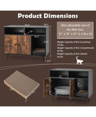 Cat Litter Box Enclosure with Storage Compartments and Pet Scratcher