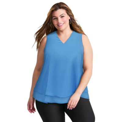 Women's Tops & Tees Plus Size Sleeveless Double Layer Swing Tank
