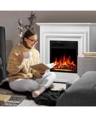 Electric Fireplace Heater Wooden Surround Firebox, Remote Control, Adjustable LED Flame, 750W/1500W Freestanding Fireplace