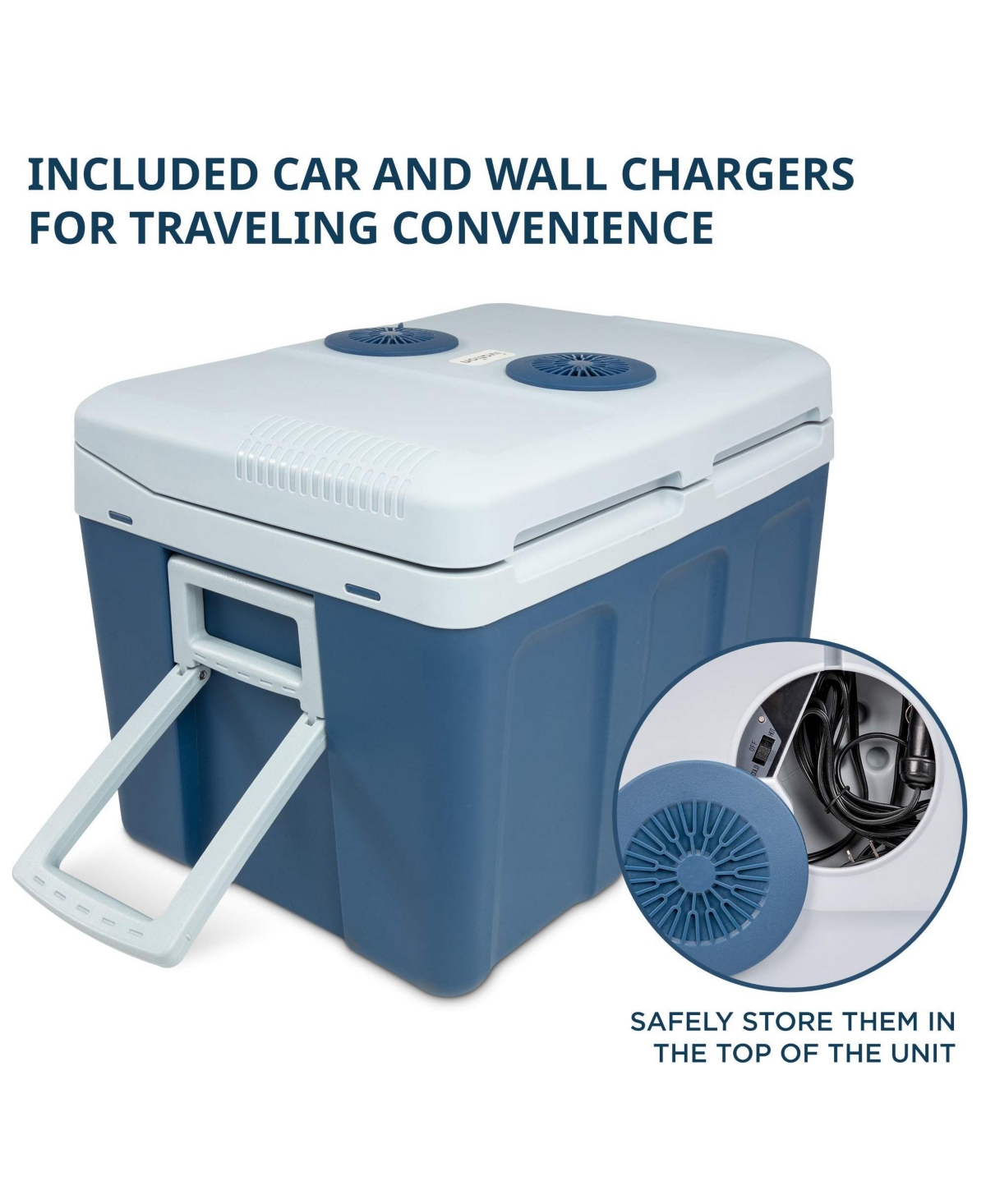 Ivation Electric Cooler & Warmer, 45 L Portable Cooler w/Wheels - Blue