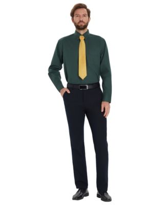 Men's Pinpoint Button Front Solid Dress Shirt
