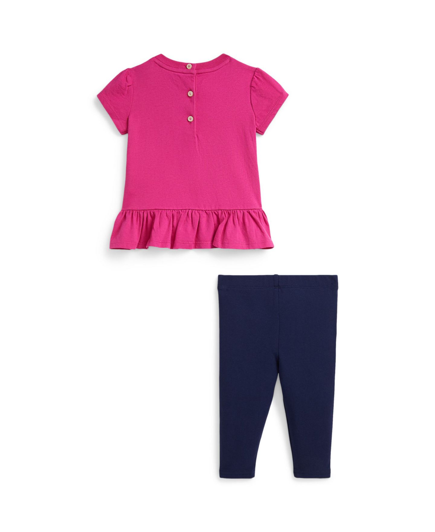 Детский комплект Polo Ralph Lauren Polo Bear для девочки: топ и леггинсы, цвет: Розовый — фото 2