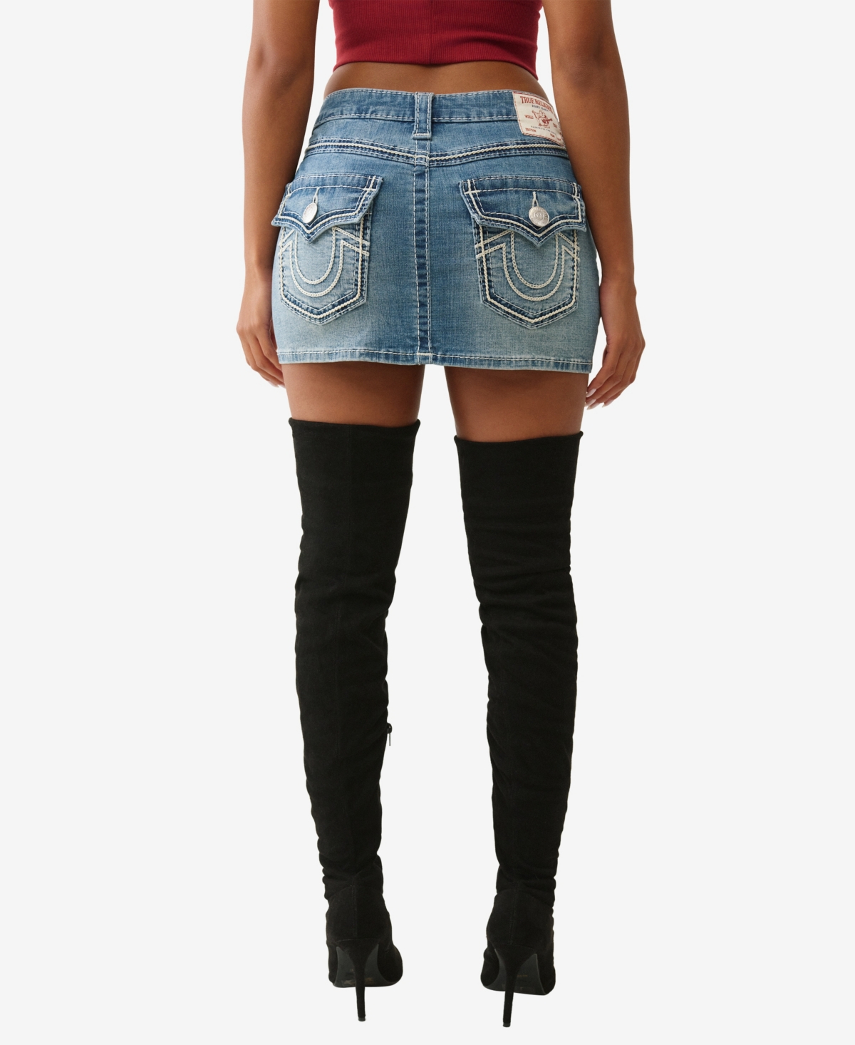 True Religion Women's Sadie Rope Stitch Flap Skirt In Blue