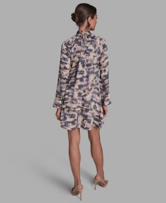 Women's Hammered Satin Tiered Shift Dress