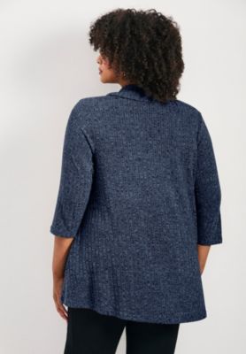 Plus Size Miley Rib Hacci Button Women's Tunic