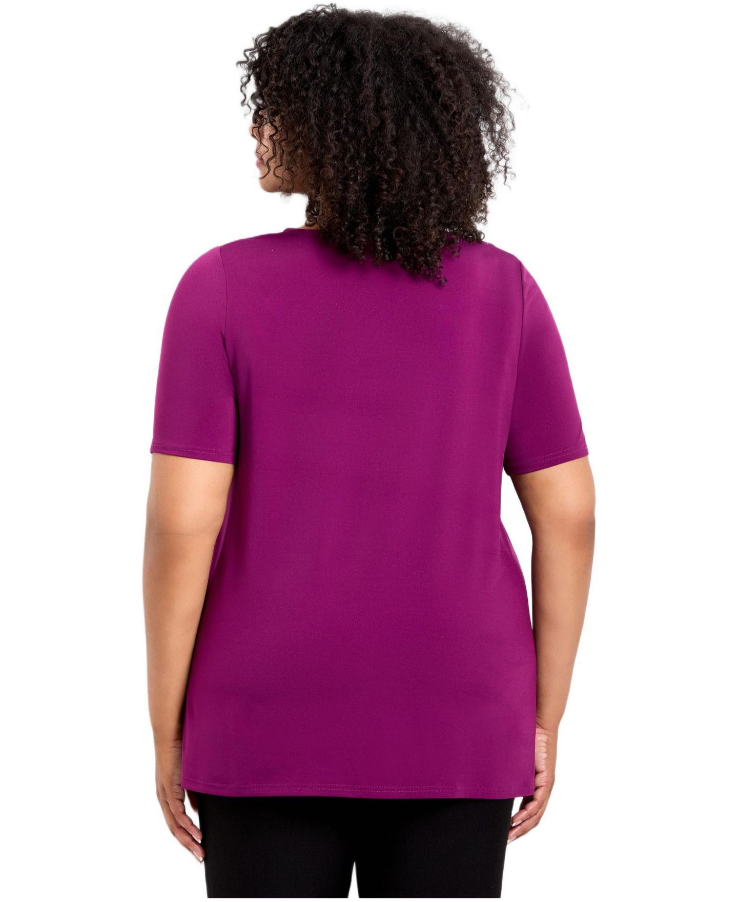 Женский топ Avenue Plus Size Cowl Neck Short Sleeve, цвет: Глубокий ягодный — фото 2