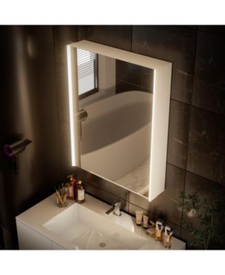 30x23inch LED Lighted Medicine Cabinet with Mirror, Dimmable, 3000K/5500K, Adjustable Shelf, Flat-Pack Design, Assembly Required (White