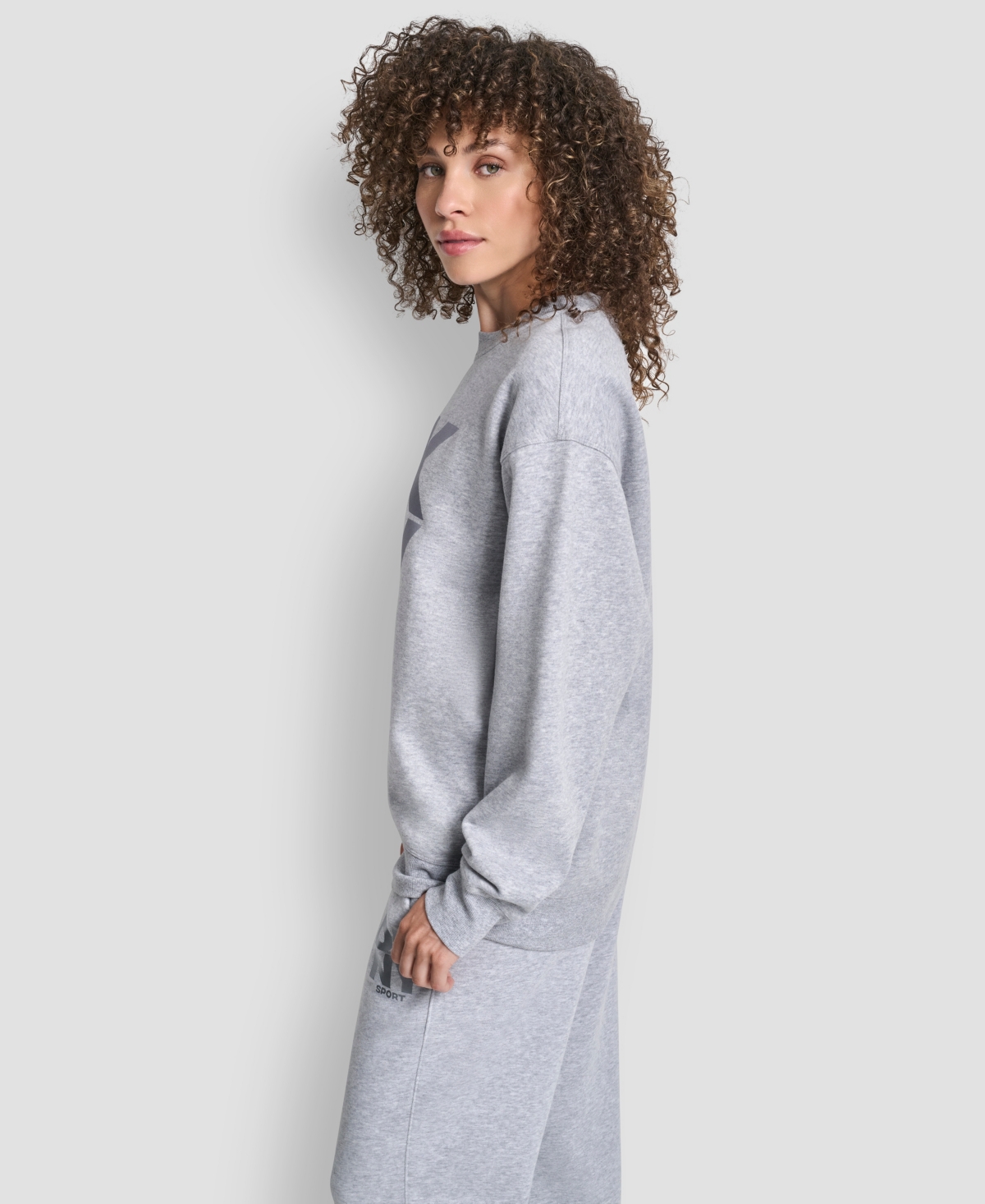 Dkny Women's Transfer Logo Crew Neck Sweatshirt In Gray