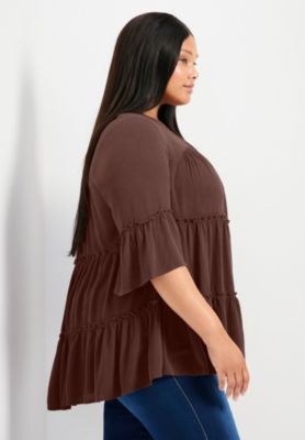 Women's Plus Size Amy Tiered Bell Sleeve Blouse