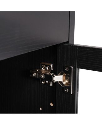 Samson Three-Drawer Engineered Wood Buffet Sideboard Cabinet With Three Tempered Glass Cabinet Doors For Dining Room/Kitchen