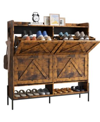 Shoe Cabinet – 4 Flip Drawers, Metal Legs, Dry/Wet Separation, Freestanding Organizer for Entryway & Home Use.