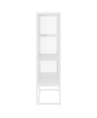 Highboard White 31.5"x13.8"x53.1" Steel and Tempered Glass