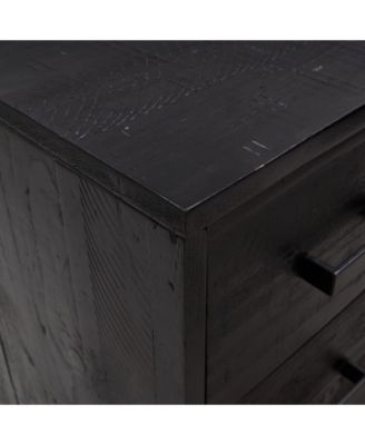 Chest of Drawers Black Solid pine wood, engineered wood, metal