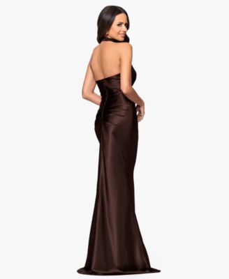 Women's Cowl Halter Neck Charmeuse Long Dress