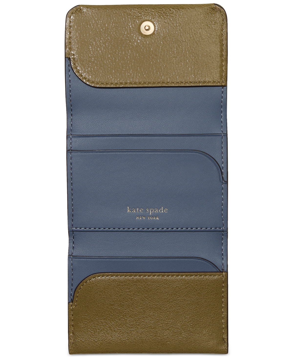 Kate Spade Halo Glazed Leather Card Case Trifold Wallet In Green