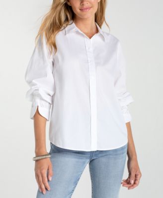 Liverpool Los Angeles - Petite Adjustable Sleeve Woven Top