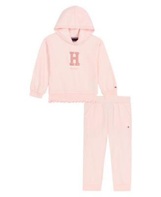 Tommy Hilfiger - Girls 4-6X 2-Piece Chenille Logo Oversized Hoodie and Joggers Set