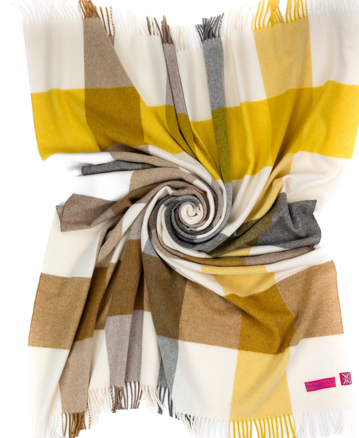 Southampton Home Merino Wool Color Block Throw, 55" X 72" In Gold