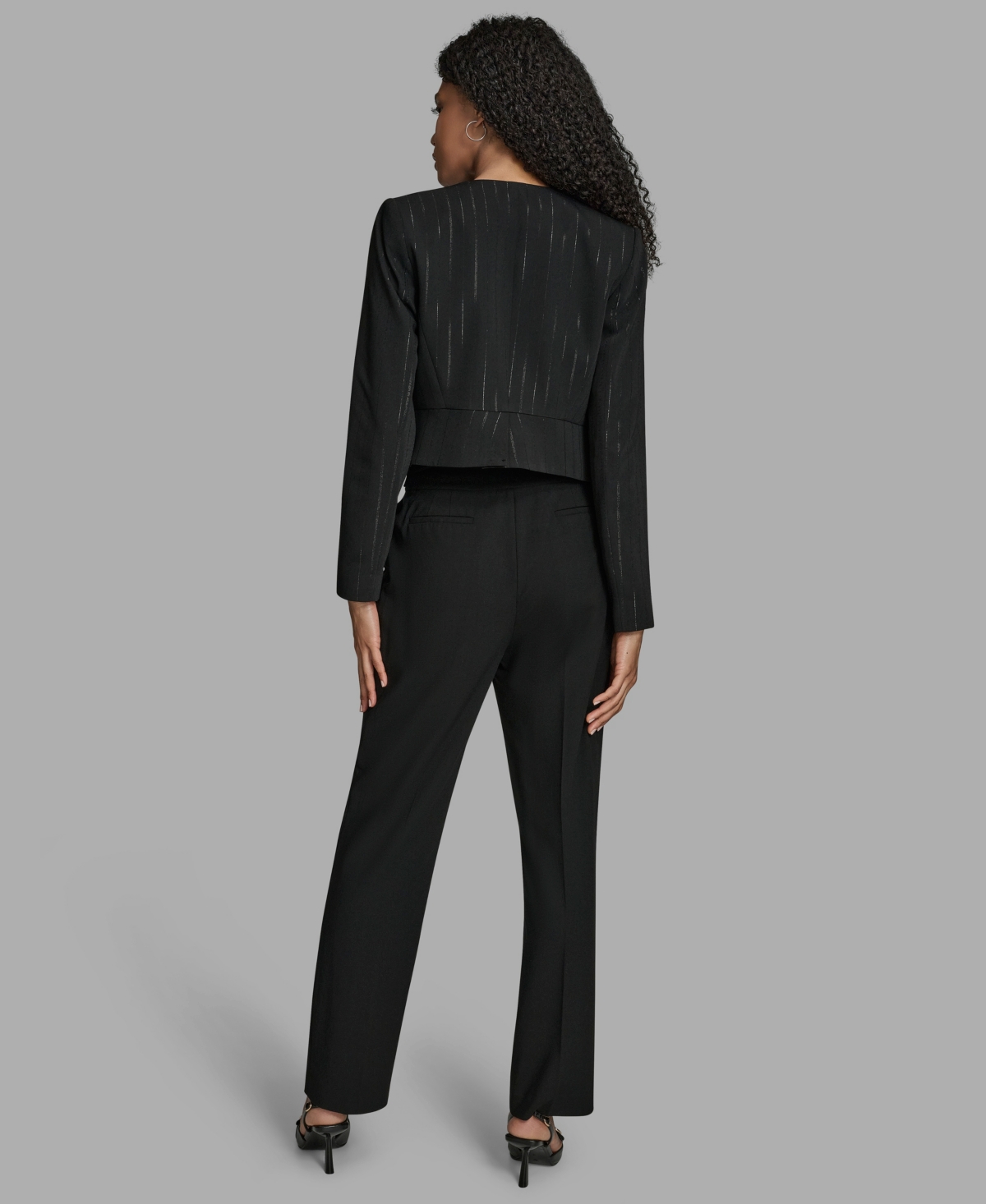 Bcbg Women's Pinstripe Cropped Jacket In Black