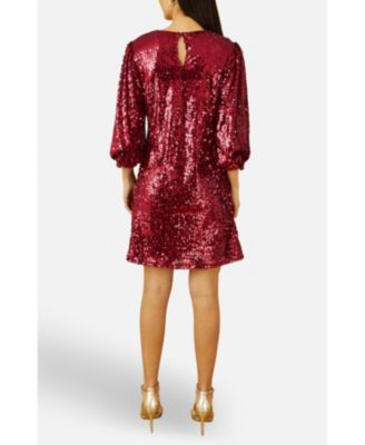 Women's Balloon Sleeve Sequin Mini Dress