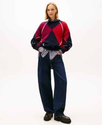 Women's Argyle Crewneck Sweater