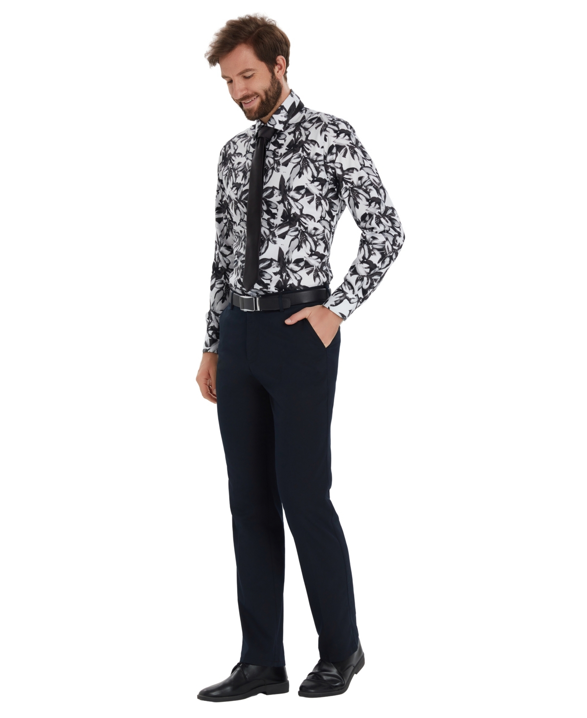 Bar Iii Men's Leo Botanical Printed Long-Sleeve Dress Shirt, Macy's Exclusive