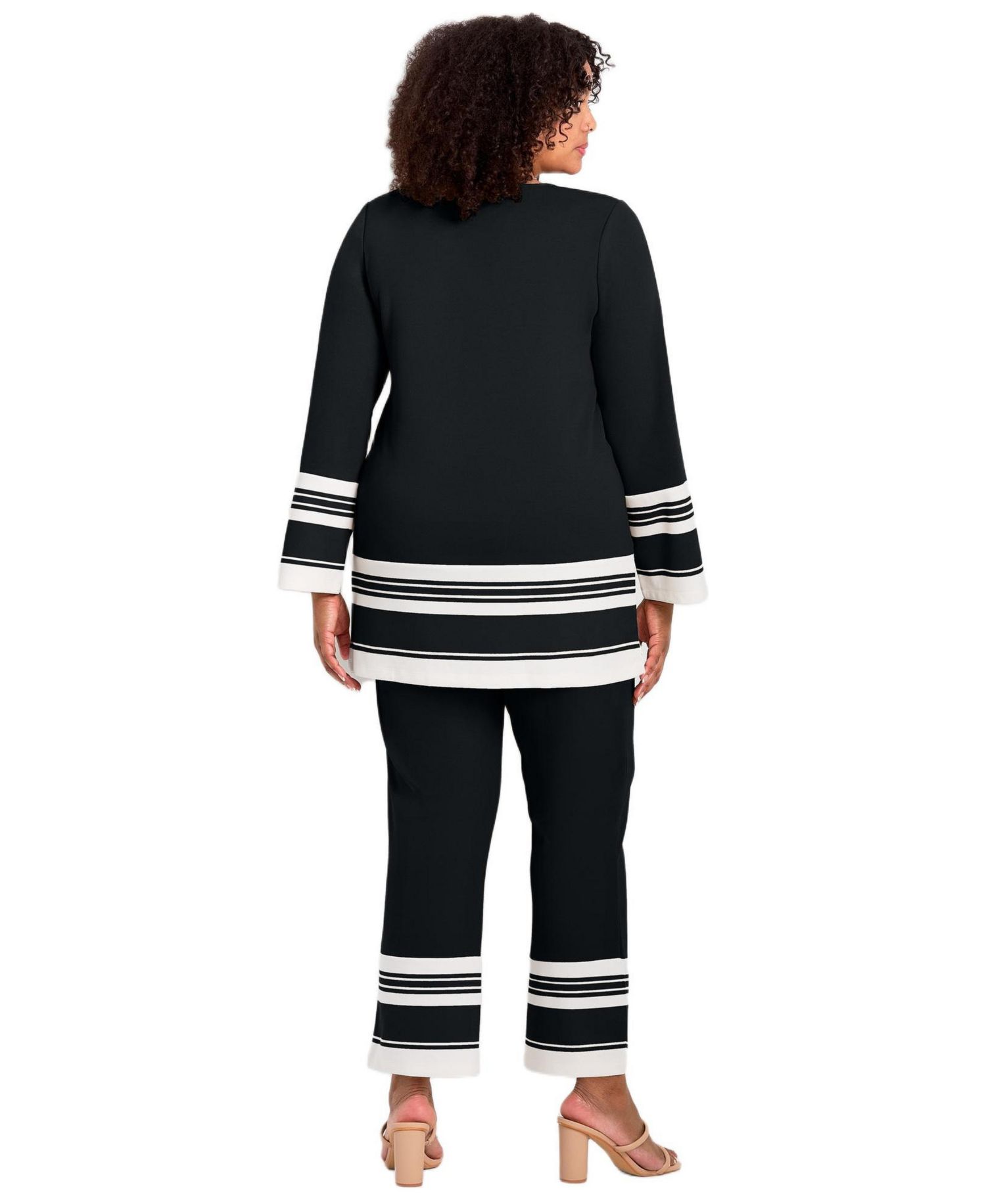 Plus Size Border Stripe Women's Tunic