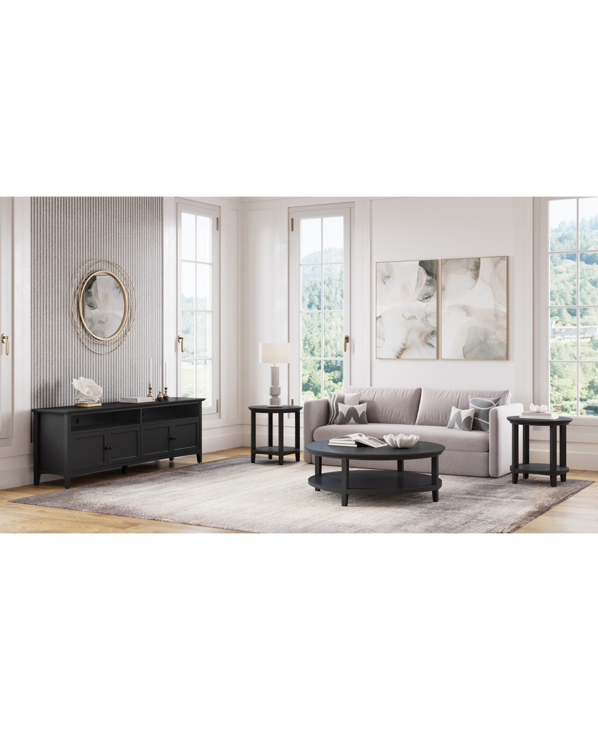 Furniture 47" Solid Wood Hedworth Round Coffee Table