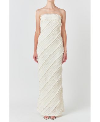 Women's Strapless Ruffled Maxi Dress