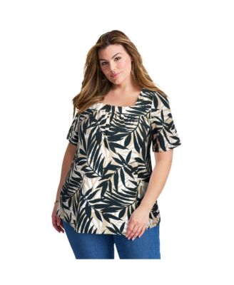 Women's Plus Size Smocked Squareneck Top