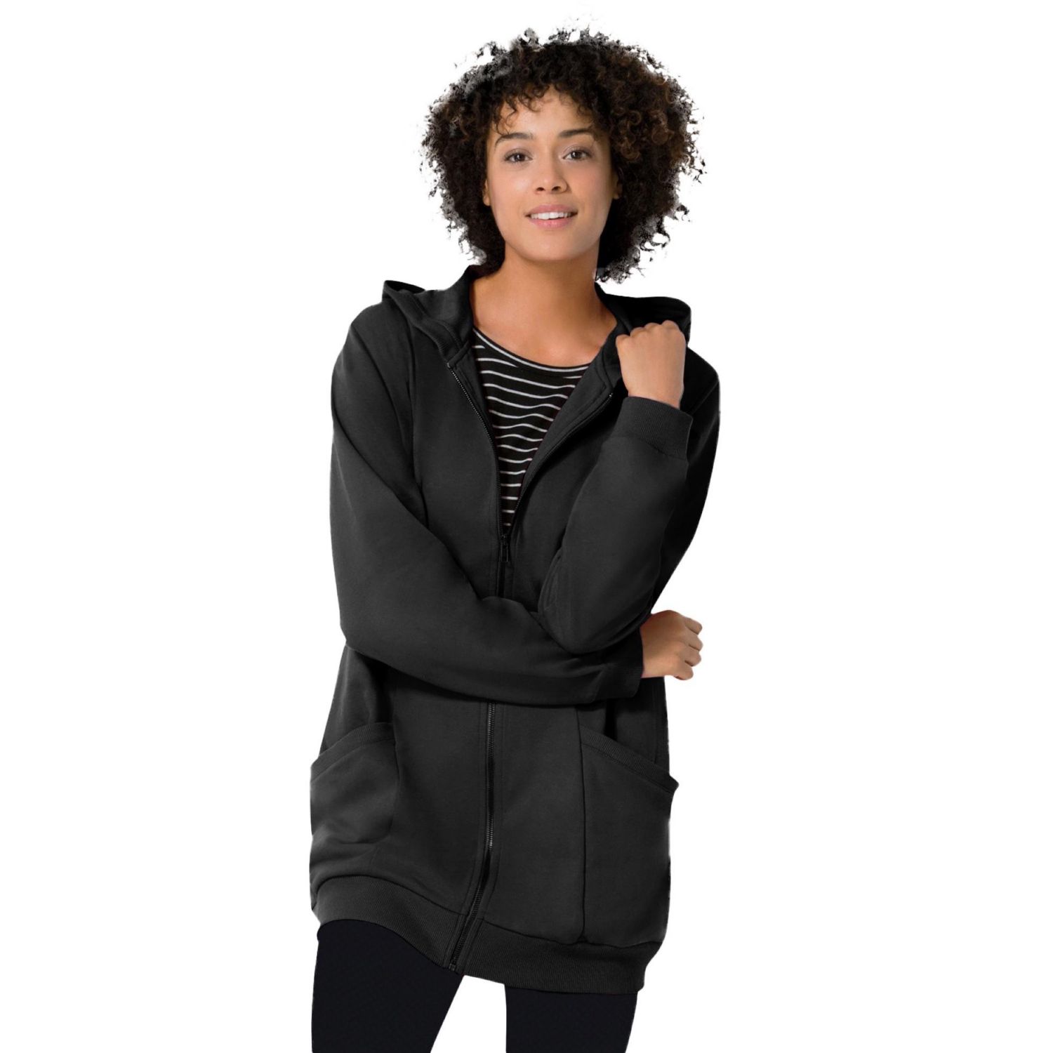 Plus Size Within Zip Front Tunic Hoodie Sweatshirts
