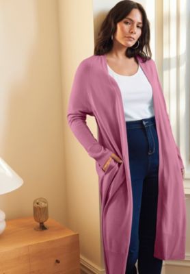 Women's Plus Size Raglan Sleeve Duster Cardigan