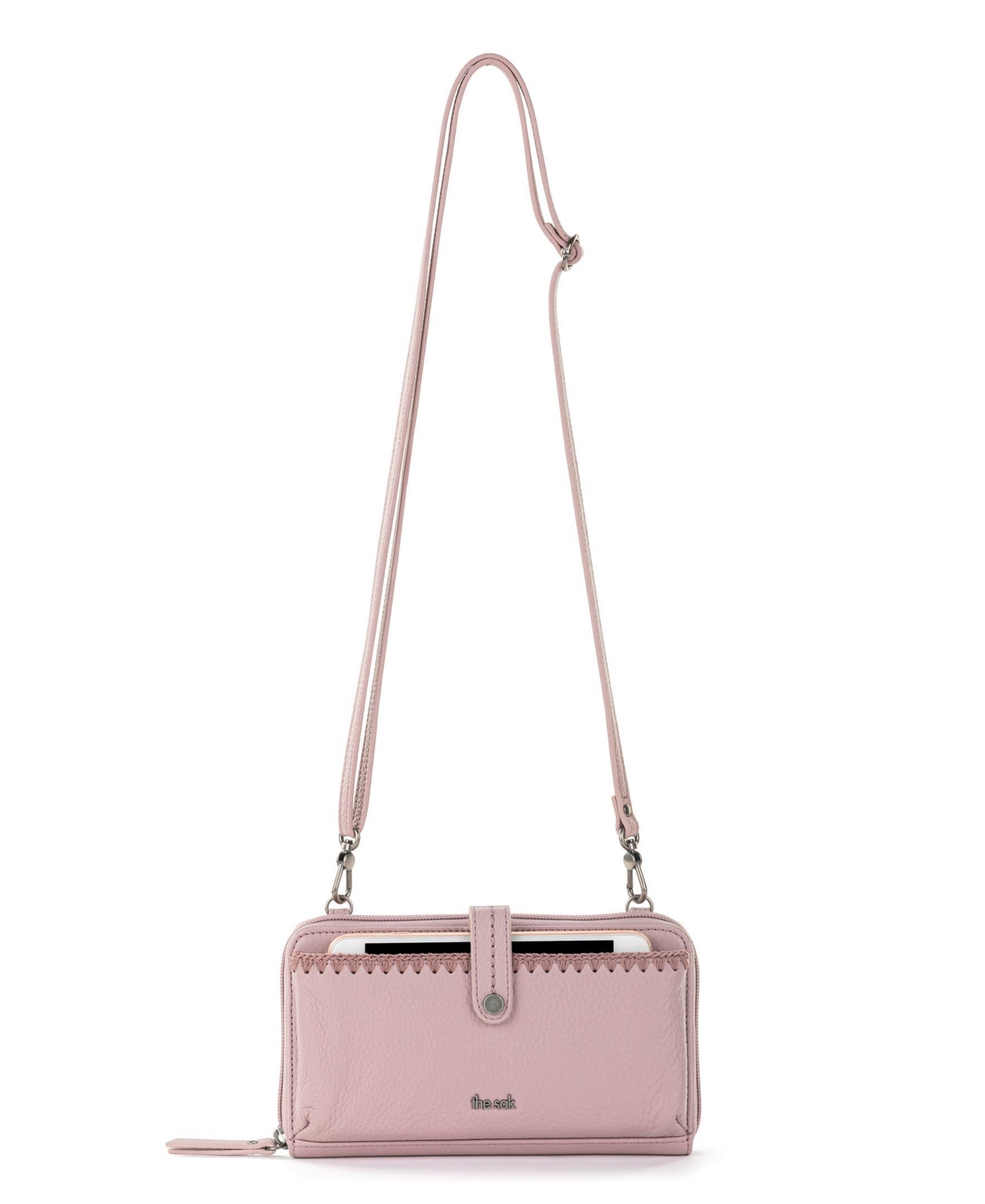 The Sak Iris Leather Smartphone Convertible Crossbody Wristlet In Pink