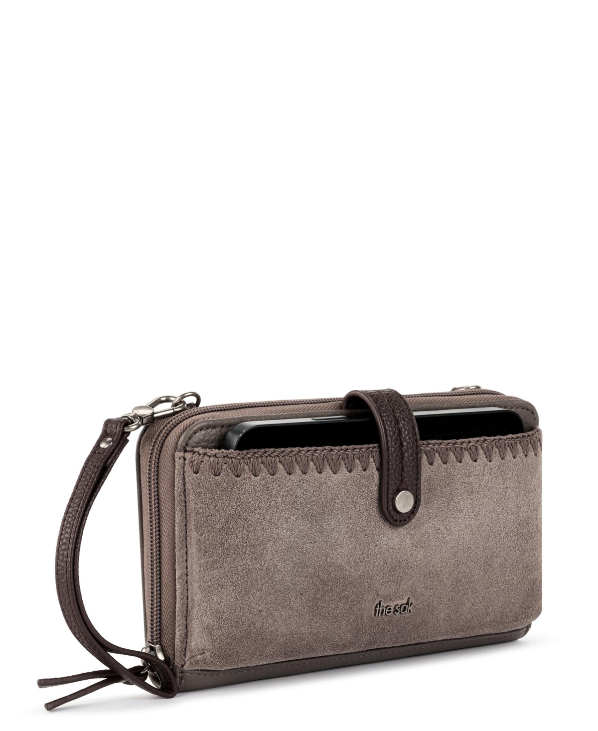 The Sak Iris Leather Smartphone Convertible Crossbody Wristlet In Brown