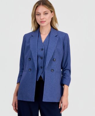 Women's Pinstripe Notched-Collar Jacket, Macy's Exclusive