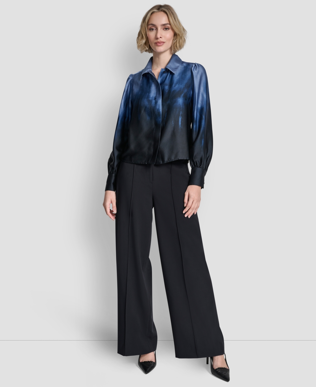 Dkny Women's Balloon-sleeve Blouse In Blue