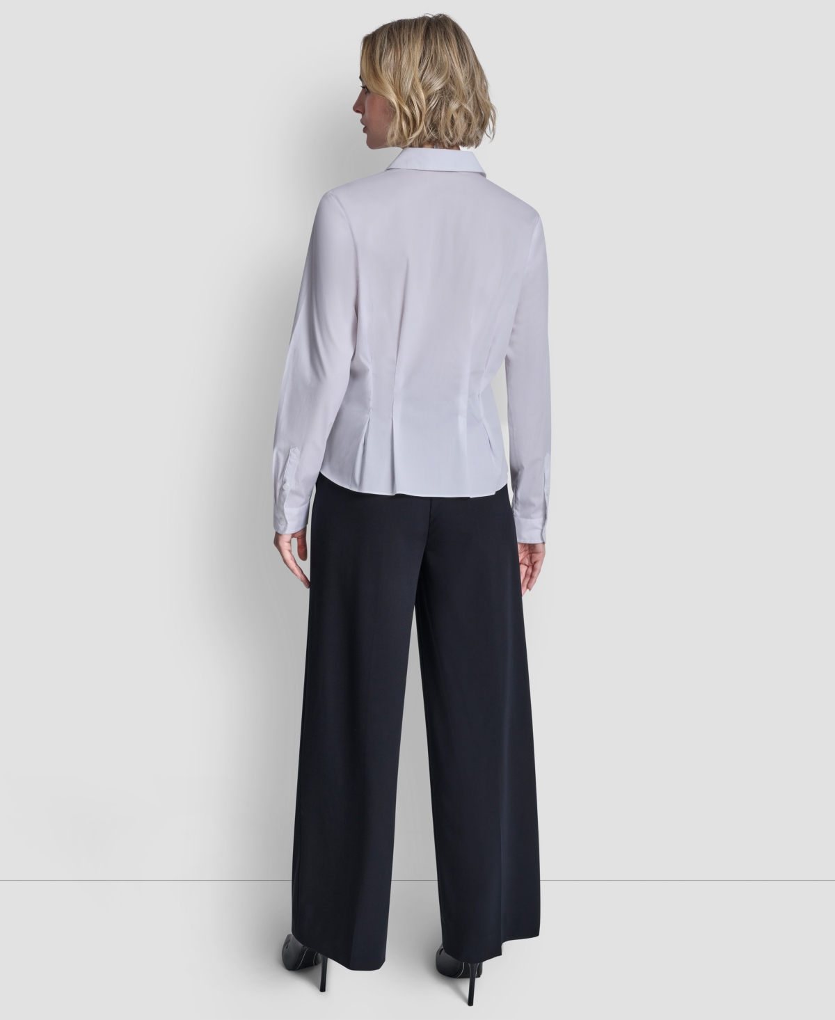 Dkny Women's Pleated Button-up Blouse In White