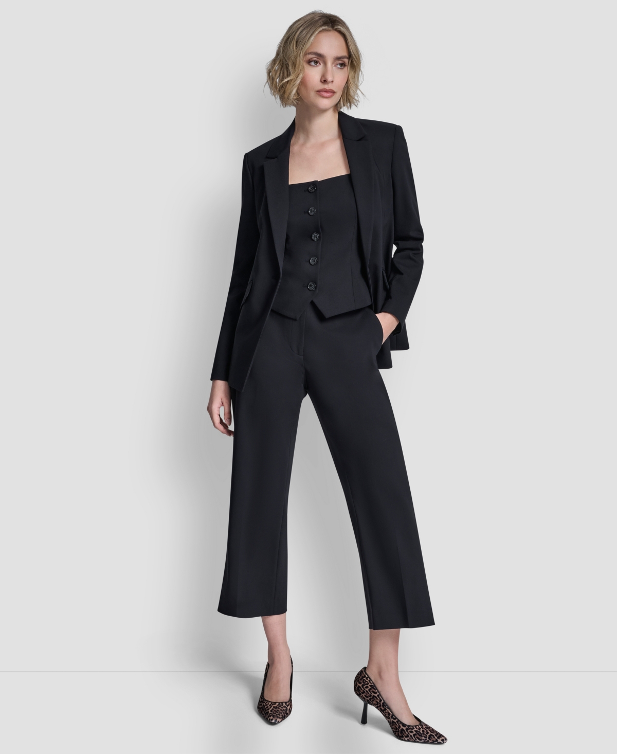 Dkny Women's One-button Notch Collar Jacket In Animal Print