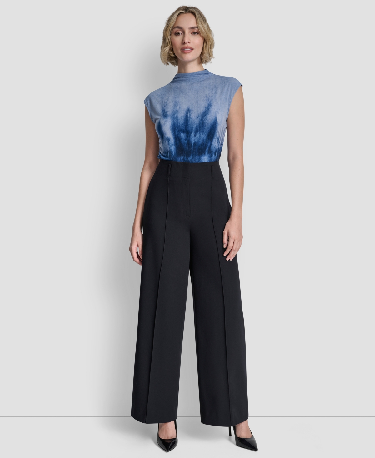 Dkny Women's Pintuck Wide Leg Pants In Blue