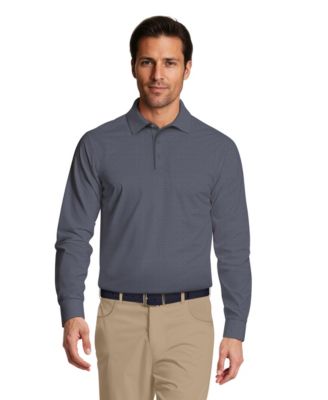 Men's Houndstooth Pattern Long-Sleeve Golf Polo Shirt