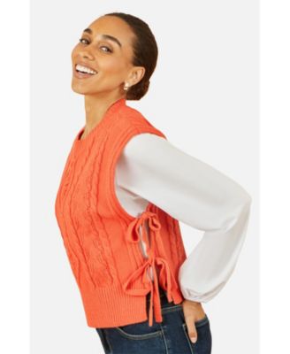 Women's Sweaters Floral Cable Knit Side Tie Pullover