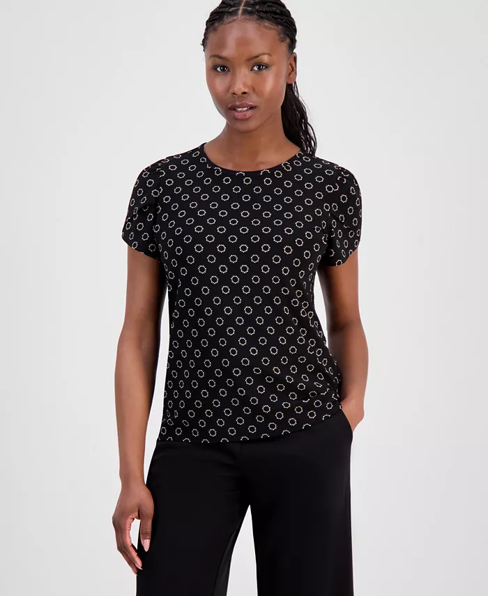 Anne Klein Essential Petite Circle-Print Top