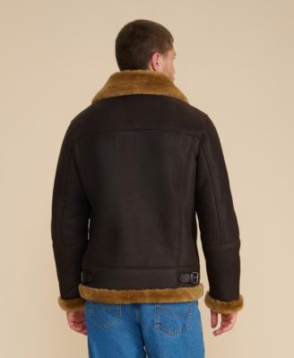 Men's Brown Shearling Aviator Jacket