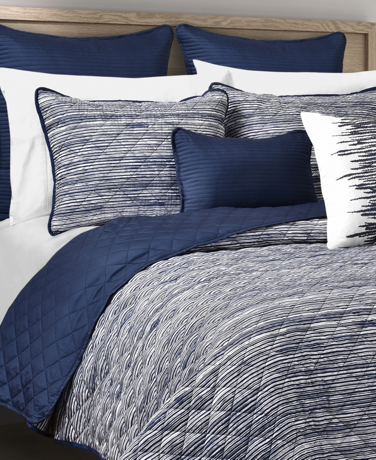 Royal Court Dalton Sleek Stripe 3-pc. Quilt Set, Full/queen In Blue