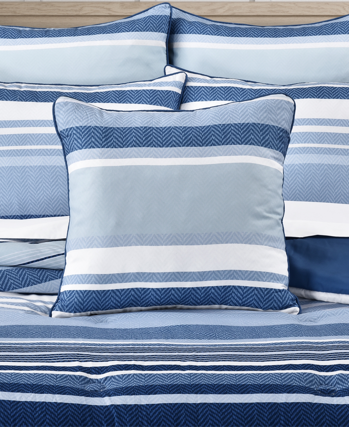 Royal Court Carson Plush Stripe Decorative Pillow, 20" X 20" In Blue