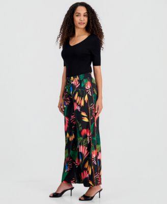 Women's Floral Wide-Leg Pull-On Pants